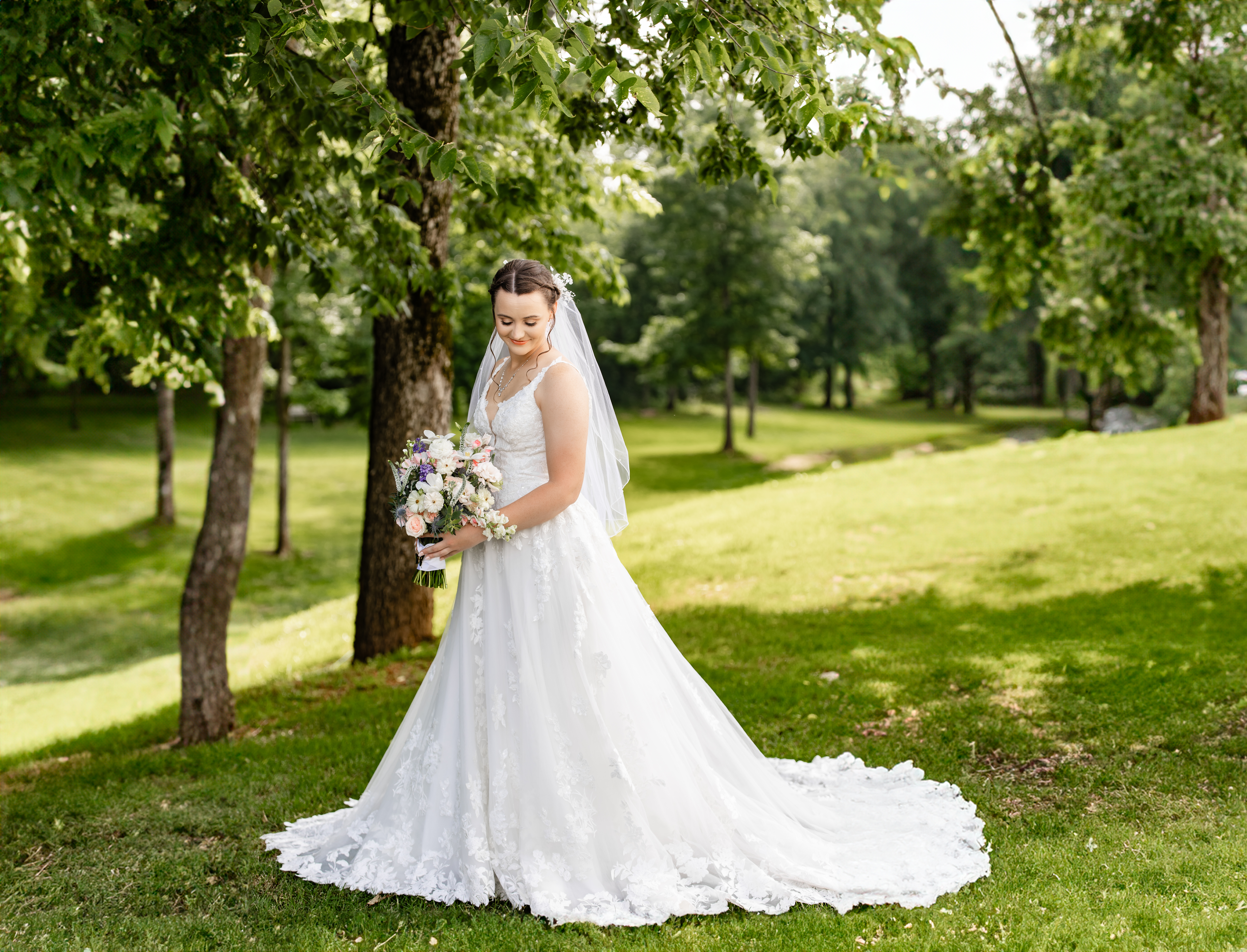Bride in stunning wedding gown